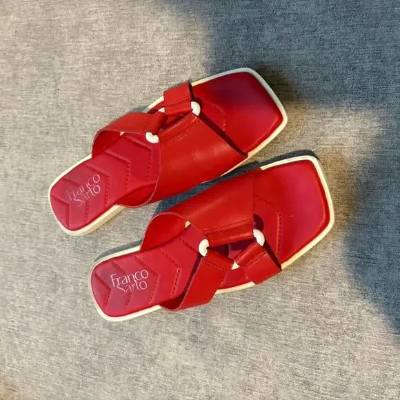 Franco Sarto Red Leather Sandals - Picture 2 of 4